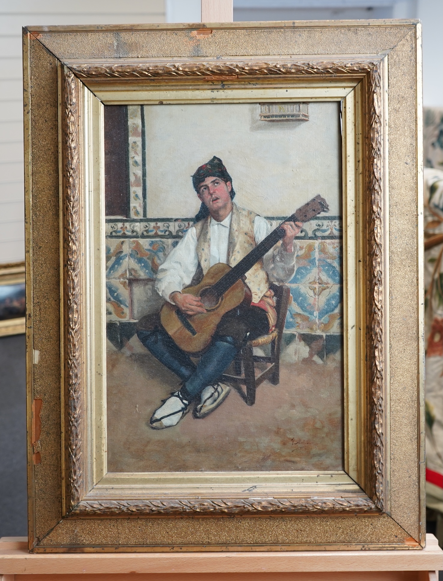Spanish School, 20th century, Study of a traditional guitarist